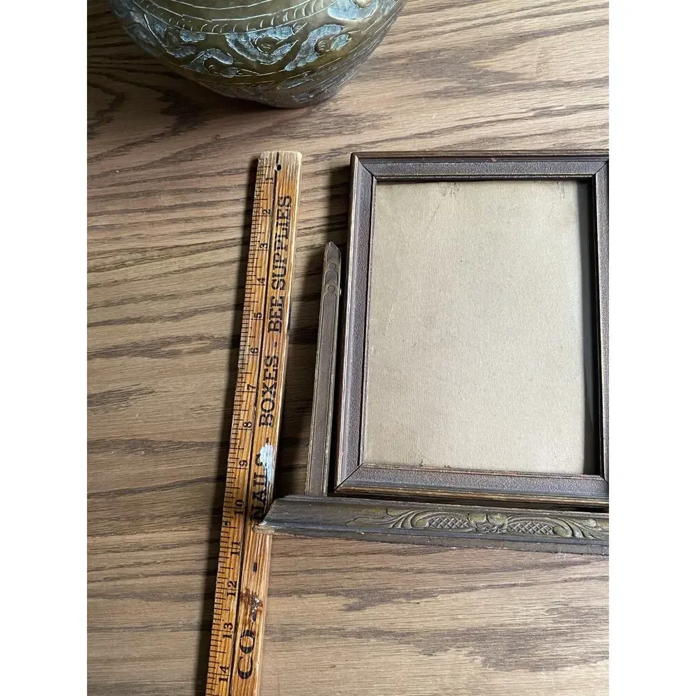 Antique Art Deco Wood Swing Frame Tabletop Picture Frame